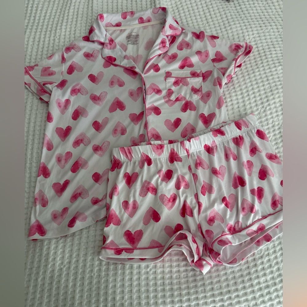 Tahari Pink and White Pajama Set